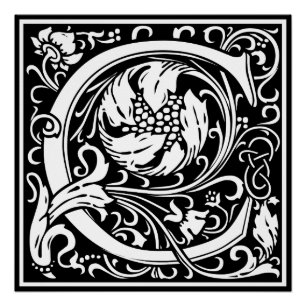 Letter C Middeleeuws Monogram Art Nouveau Perfect Poster