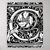 Letter C Middeleeuws Monogram Art Nouveau Poster (Voorkant)