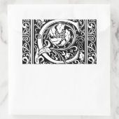 Letter C Middeleeuws Monogram Art Nouveau Rechthoekige Sticker (Tas)