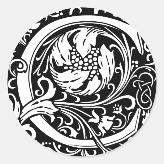 Letter C Middeleeuws Monogram Art Nouveau Ronde Sticker (Voorkant)