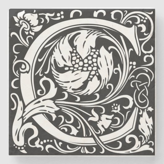 Letter C Middeleeuws Monogram Art Nouveau Stenen Onderzetter (Voorkant)