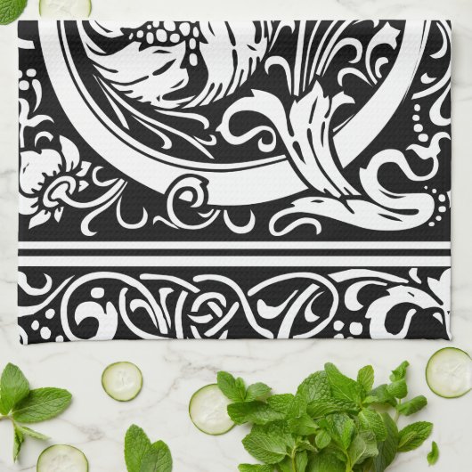 Letter C Middeleeuws Monogram Art Nouveau Theedoek (Gevouwen)