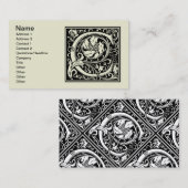 Letter C Middeleeuws Monogram Art Nouveau Visitekaartje (Voorkant / Achterkant)