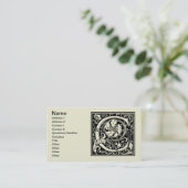 Letter C Middeleeuws Monogram Art Nouveau Visitekaartje (Staand voorkant)