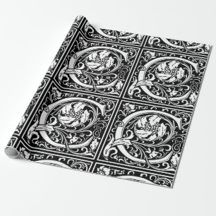 Letter C Middeleeuwse Monogram Art Nouveau Cadeaupapier