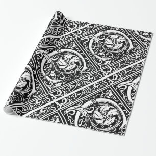 Letter C Middeleeuwse Monogram Art Nouveau Cadeaupapier