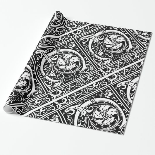 Letter C Middeleeuwse Monogram Art Nouveau Cadeaupapier (Uitgerold)