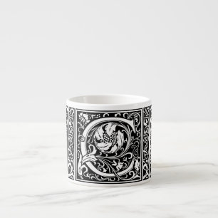 Letter C Middeleeuwse Monogram Art Nouveau Espresso Kop
