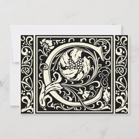 Letter C Middeleeuwse Monogram Art Nouveau Kaart (Voorkant)