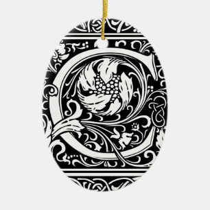 Letter C Middeleeuwse Monogram Art Nouveau Keramisch Ornament