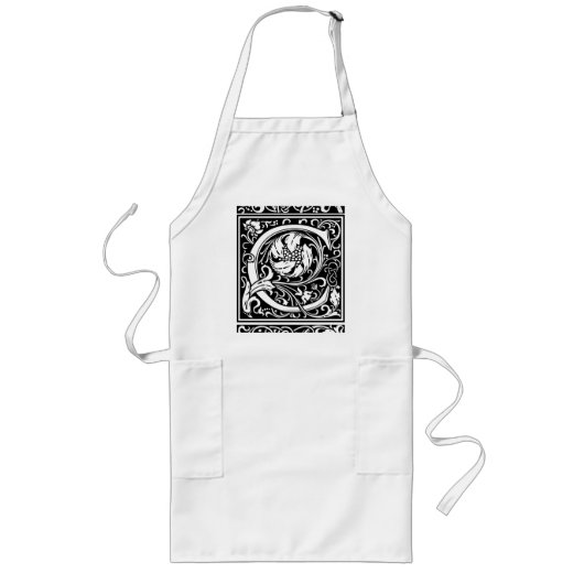 Letter C Middeleeuwse Monogram Art Nouveau Lang Schort (Voorkant)