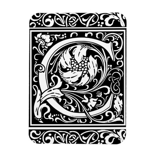 Letter C Middeleeuwse Monogram Art Nouveau Magneet (Verticaal)