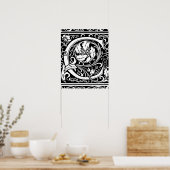 Letter C Middeleeuwse Monogram Art Nouveau Poster (Keuken)