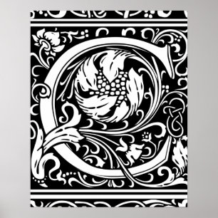 Letter C Middeleeuwse Monogram Art Nouveau Poster