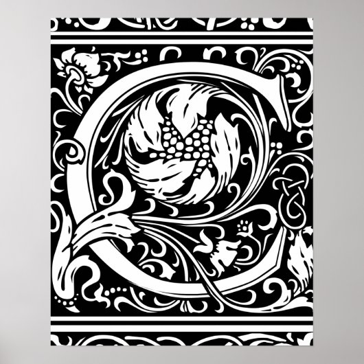 Letter C Middeleeuwse Monogram Art Nouveau Poster (Voorkant)