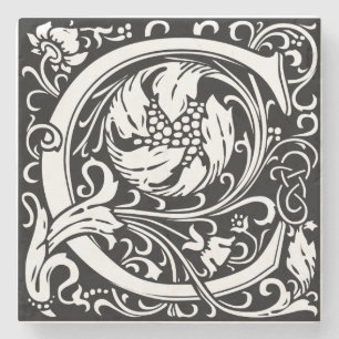 Letter C Middeleeuwse Monogram Art Nouveau Stenen Onderzetter
