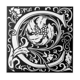 Letter C Middeleeuwse Monogram Art Nouveau Tegeltje