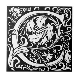 Letter C Middeleeuwse Monogram Art Nouveau Tegeltje