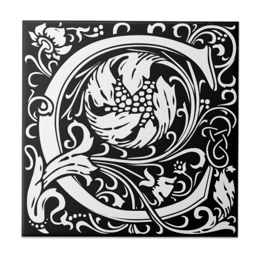 Letter C Middeleeuwse Monogram Art Nouveau Tegeltje (Voorkant)
