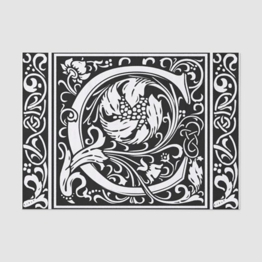 Letter C Middeleeuwse Monogram Art Nouveau Tissuepapier (Voorkant)