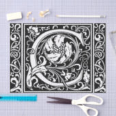 Letter C Middeleeuwse Monogram Art Nouveau Tissuepapier (Craft)