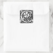 Letter C Middeleeuwse Monogram Art Nouveau Vierkante Sticker (Tas)