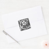 Letter C Middeleeuwse Monogram Art Nouveau Vierkante Sticker (Envelop)