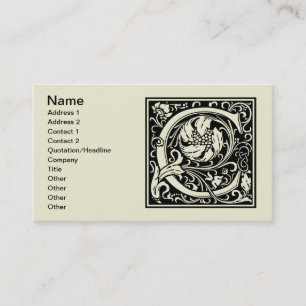 Letter C Middeleeuwse Monogram Art Nouveau Visitekaartje