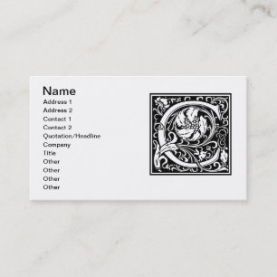 Letter C Middeleeuwse Monogram Art Nouveau Visitekaartje