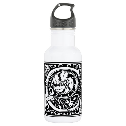 Letter C Middeleeuwse Monogram Art Nouveau Waterfles (Voorkant)