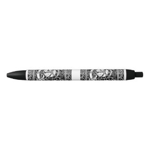 Letter C Middeleeuwse Monogram Art Nouveau Zwarte Inkt Pen