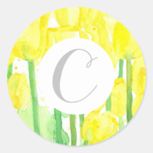Letter C Monogram Gele Tulip Flowers