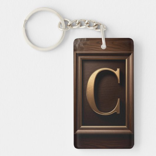 🟡 Letter C Monogram Geschenk voor Hem 🔑 Sleutelhanger (Voorkant)