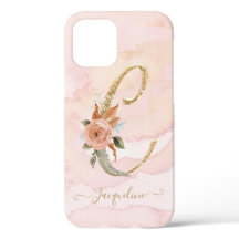 Letter C Monogram Gouden Script Waterverf Bloemen