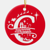 Letter C Monogram Initiaal Familienaam Greeting Keramisch Ornament (Voorkant)