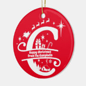 Letter C Monogram Initiaal Familienaam Greeting Keramisch Ornament (Links)