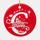 Letter C Monogram Initiaal Familienaam Greeting Keramisch Ornament (Achterkant)