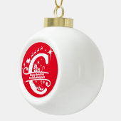 Letter C Monogram Initiaal Familienaam Greeting Keramische Bal Ornament (Rechts)