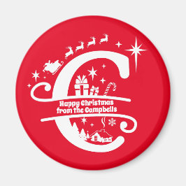 Letter C Monogram Initiaal Familienaam Greeting Magneet