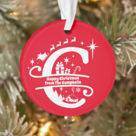 Letter C Monogram Initiaal Familienaam Greeting Ornament