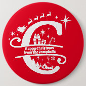 Letter C Monogram Initiaal Familienaam Greeting Ronde Button 6,0 Cm (Voorkant)