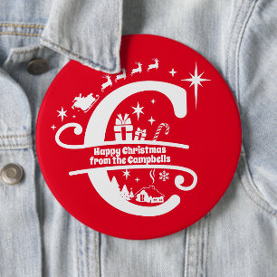 Letter C Monogram Initiaal Familienaam Greeting Ronde Button 6,0 Cm