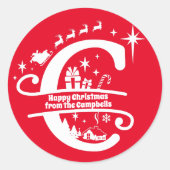 Letter C Monogram Initiaal Familienaam Greeting Ronde Sticker (Voorkant)