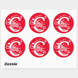 Letter C Monogram Initiaal Familienaam Greeting Ronde Sticker