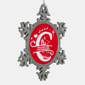 Letter C Monogram Initiaal Familienaam Greeting Tin Sneeuwvlok Ornament (Links)