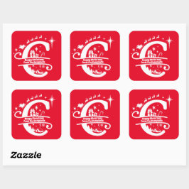 Letter C Monogram Initiaal Familienaam Greeting Vierkante Sticker