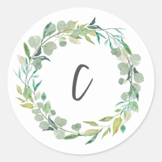 Letter C Monogram Initiaal Sticker Envelopzegel (Voorkant)