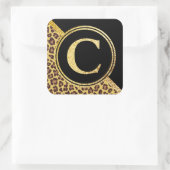 Letter C Monogram luipaard afdrukken Gold en zwart Vierkante Sticker (Tas)