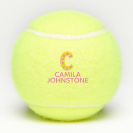 Letter C monogram meisjes gepersonaliseerd geel ro Tennisballen