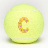 Letter C monogram meisjes gepersonaliseerd geel ro Tennisballen (Voorkant)